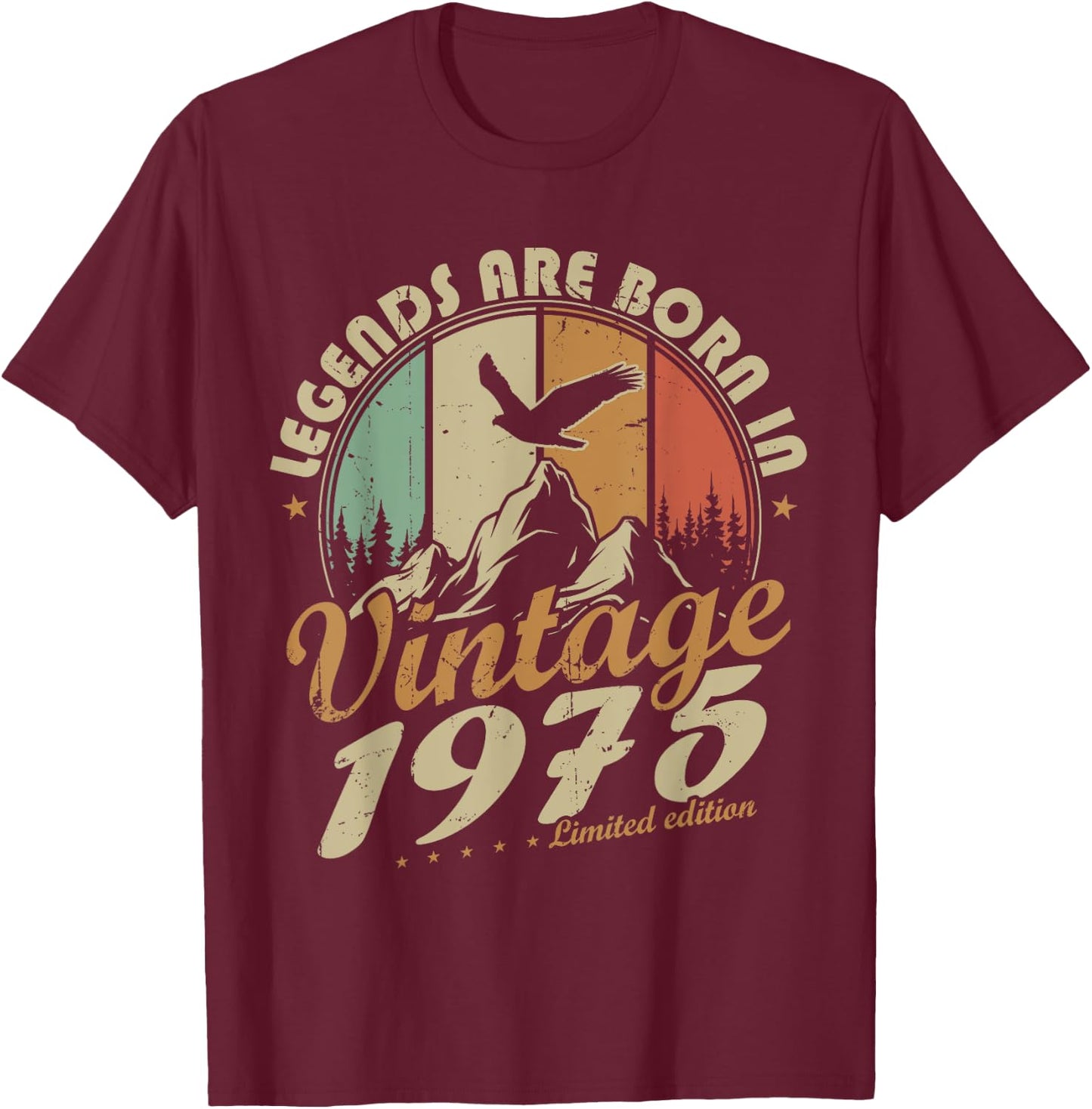 Vintage 1975 50th Birthday Gift T-Shirt - T-Shirt | Maroon