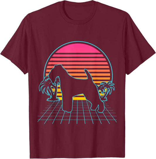 Lakeland Terrier Dog Vintage 80s Vaporwave Aesthetic Puppy T-Shirt - T-Shirt | Maroon