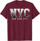 Souvenir with the Skyline of New York City , black T-Shirt - T-Shirt | Maroon