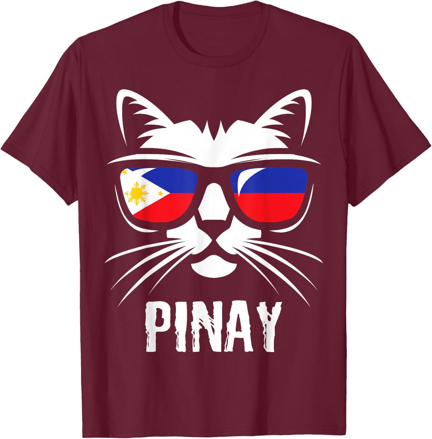 Filipina Filipino Cat Philippines Flag T-Shirt - T-Shirt | Maroon