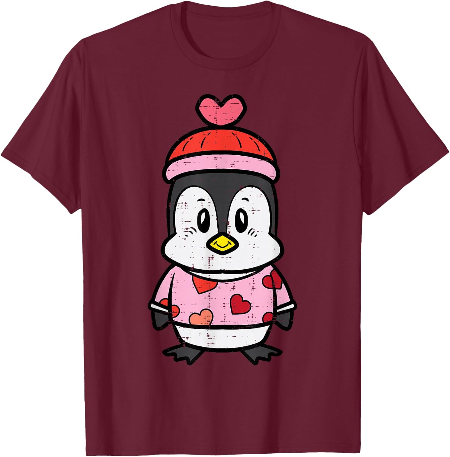Valentines Day Baby Penguin Sweater Girls Kids Toddlers T-Shirt - T-Shirt | Maroon