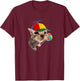 Silly Cat with Lollipop Meme , Black, S T-Shirt - T-Shirt | Maroon