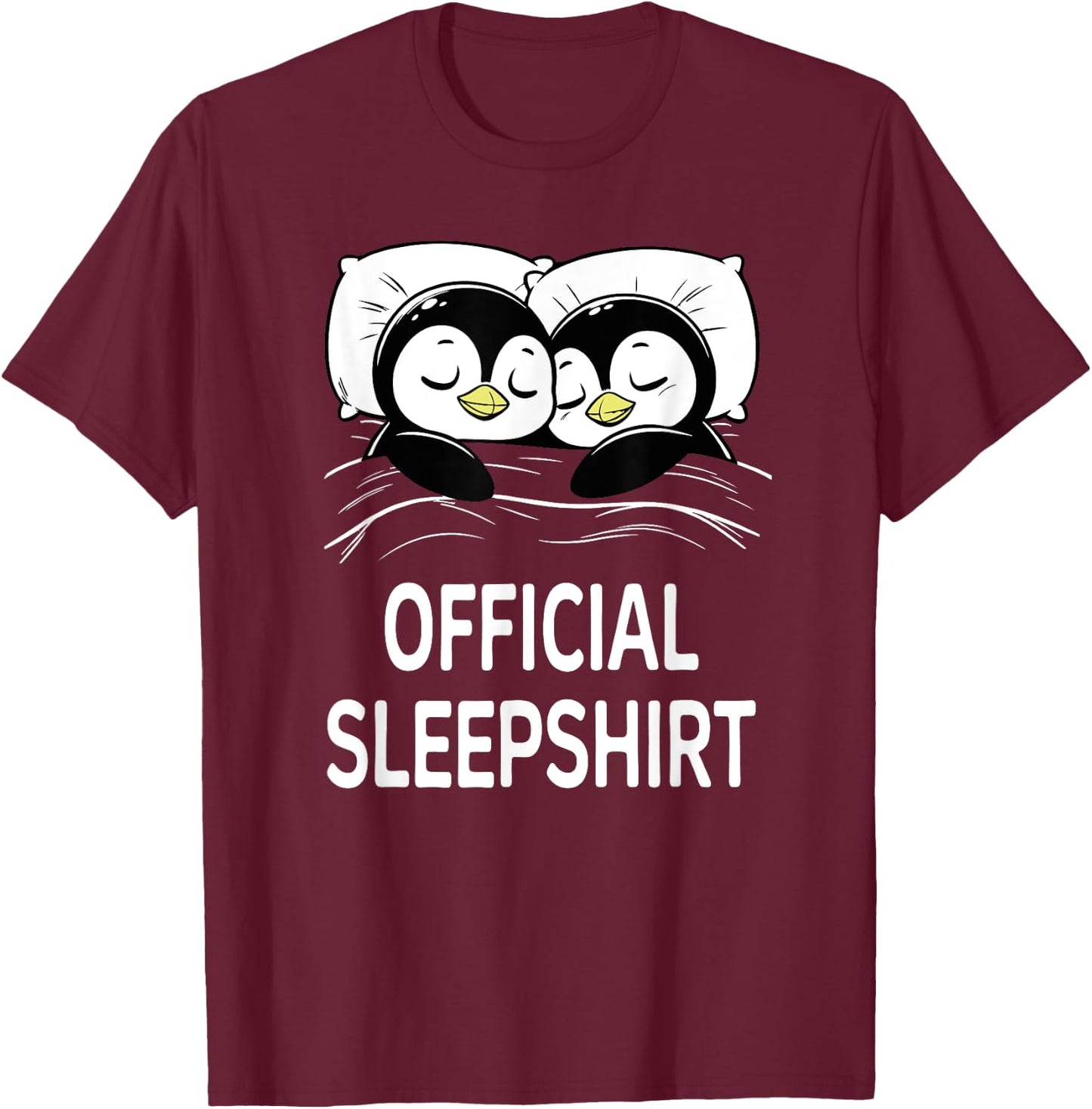 Official Sleepshirt Penguin Pyjama T-Shirt - T-Shirt | Maroon