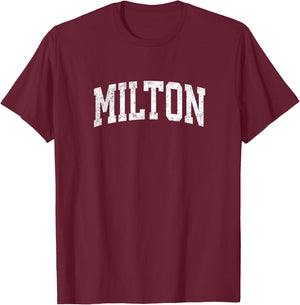 Milton Massachusetts MA Vintage Athletic Sports Design T-Shirt - T-Shirt | Maroon