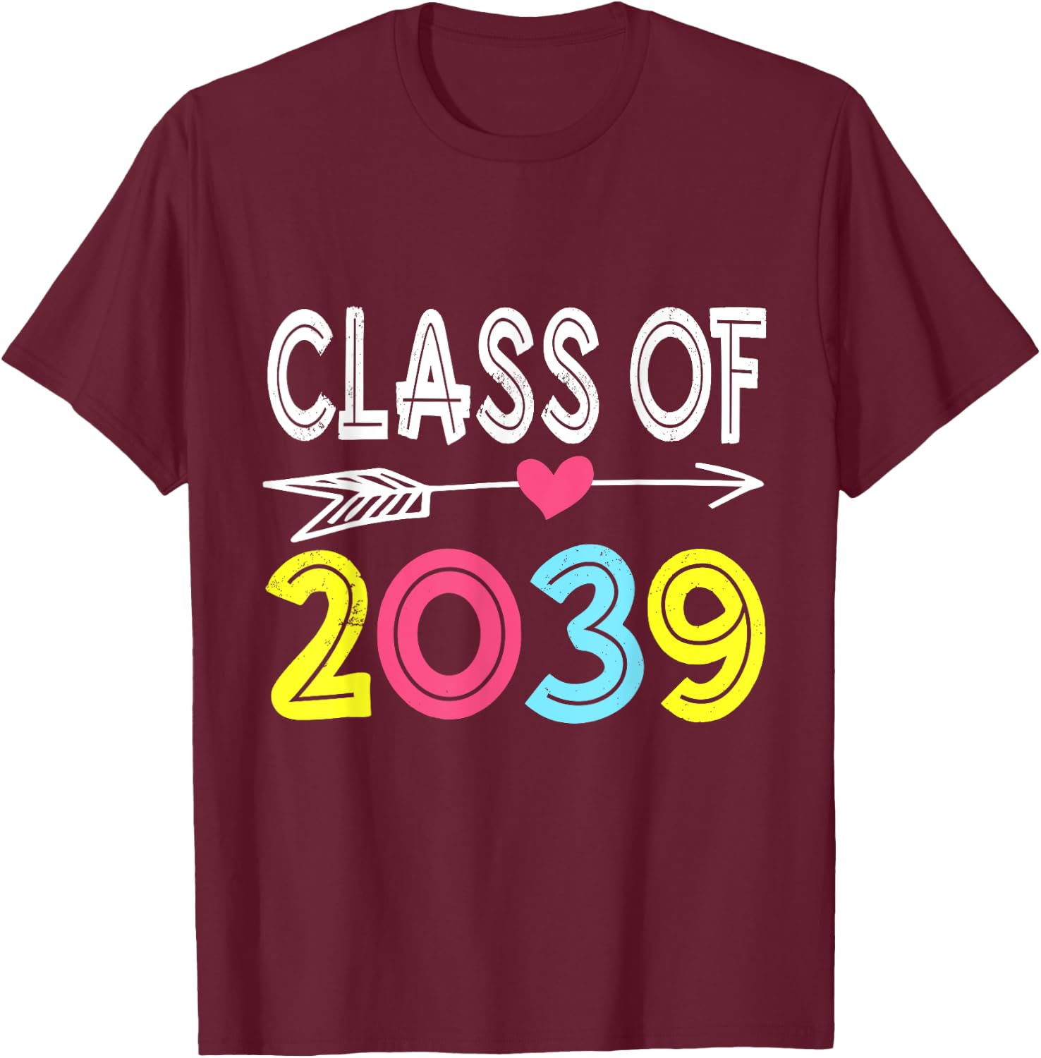 Class of 2039 Grow With Me First Day of School Graduation T-Shirt - T-Shirt | Maroon