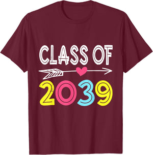 Class of 2039 Grow With Me First Day of School Graduation T-Shirt - T-Shirt | Maroon