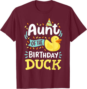 Aunt Of The Birthday Duck Boy Rubber Duck Bday Family T-Shirt - T-Shirt | Maroon