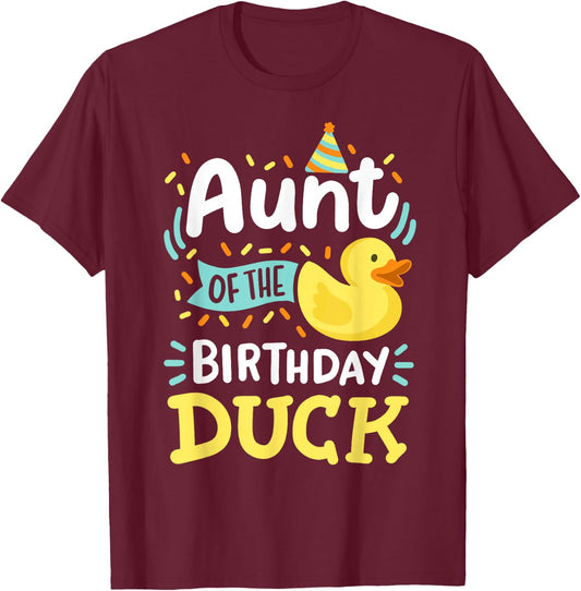 Aunt Of The Birthday Duck Boy Rubber Duck Bday Family T-Shirt - T-Shirt | Maroon