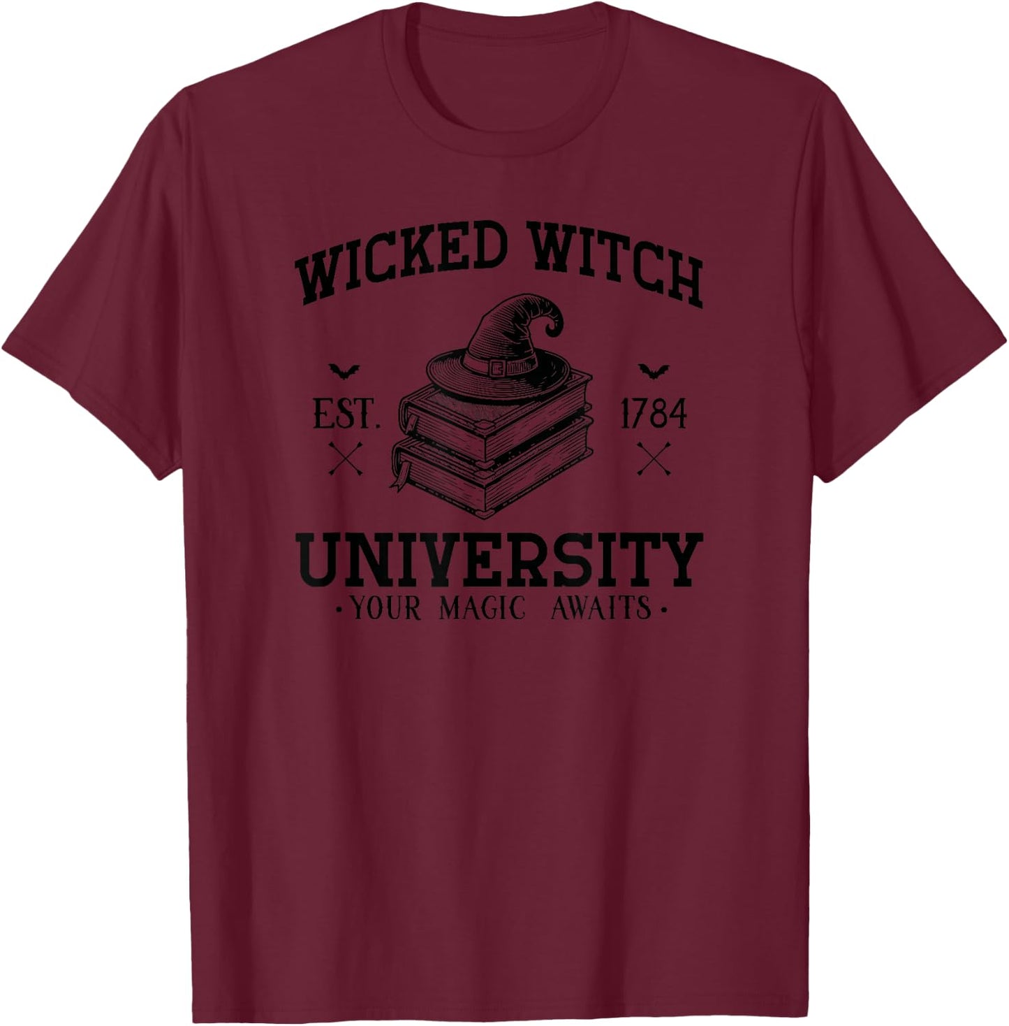 Halloween University Black Wicked witch T-Shirt - T-Shirt | Maroon