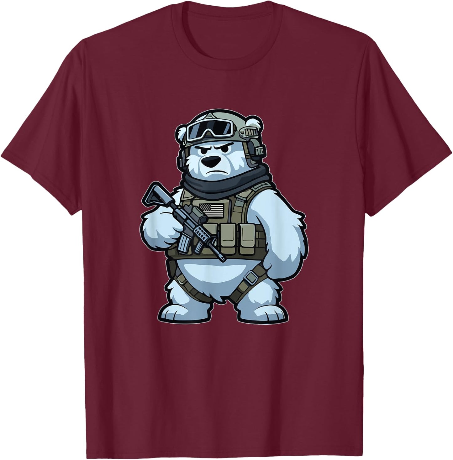 Christmas Drink Infantry Polar Bear Veteran Men Women Gift T-Shirt - T-Shirt | Maroon