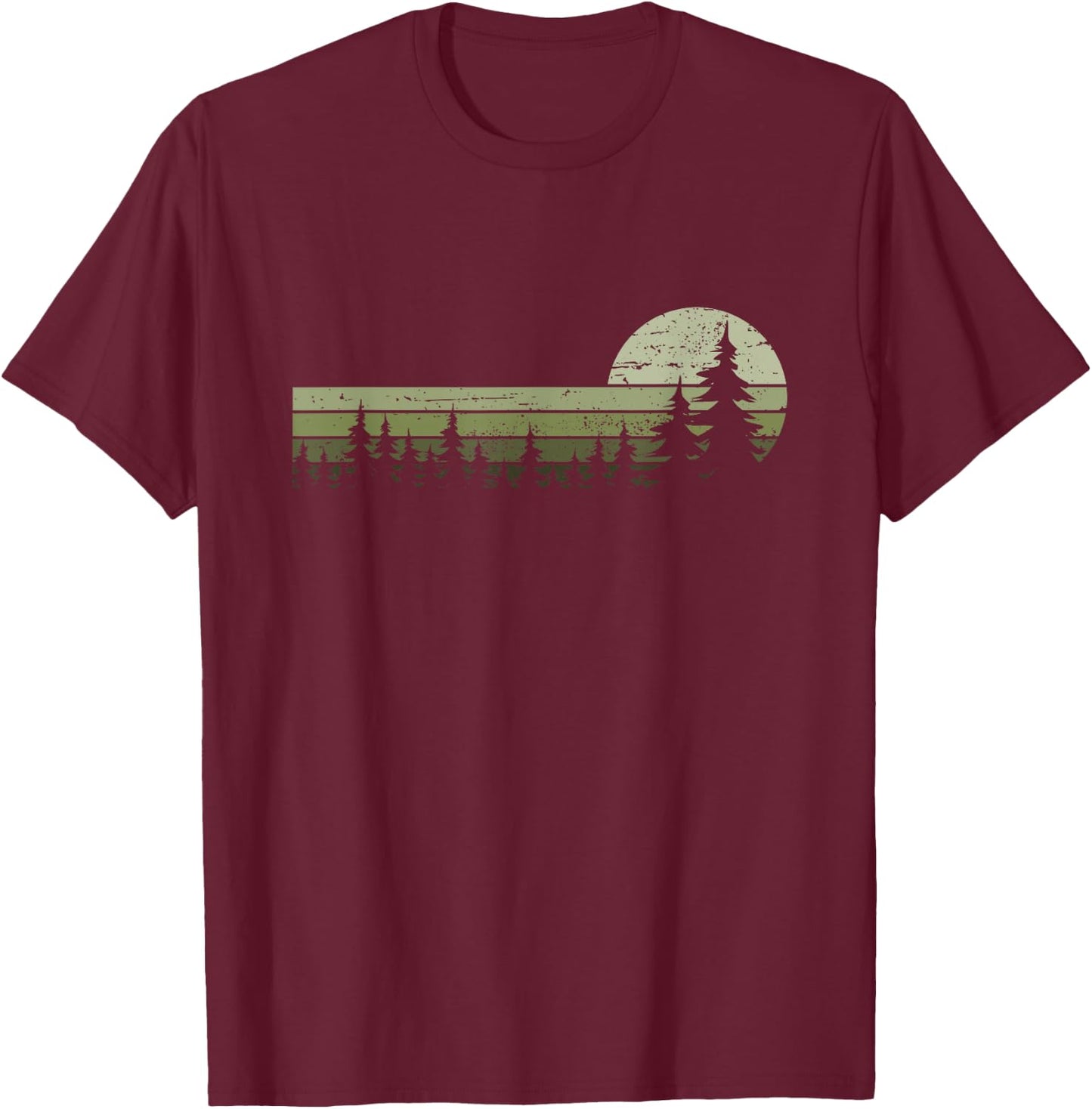 Wald Bäume Natur Wandern Naturliebhaber Vintage Classic Nature Wilderness Black Small EU Small M 16.5 Short Sleeve Women's Nature Friends Hikers T-Shirt - T-Shirt | Maroon