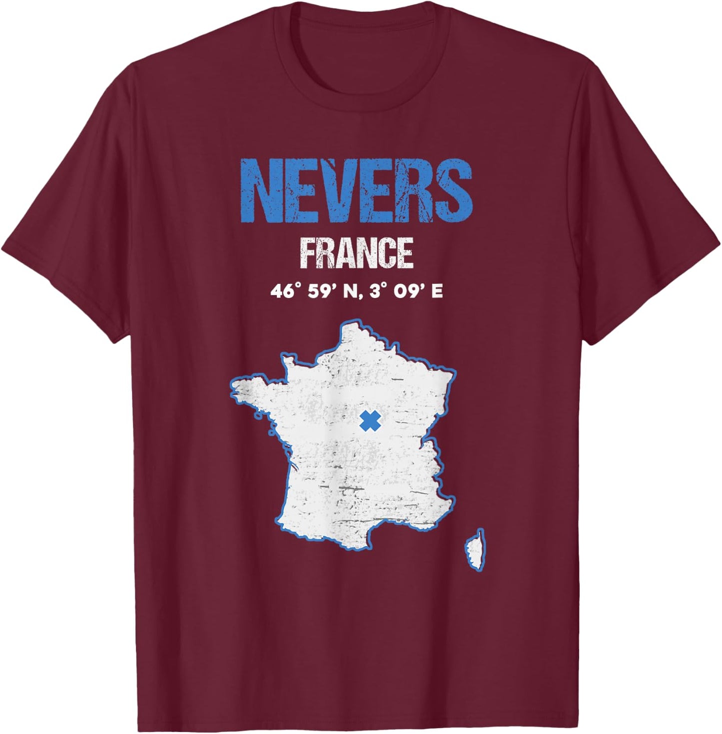 City of Nevers, France , Black, S T-Shirt - T-Shirt | Maroon