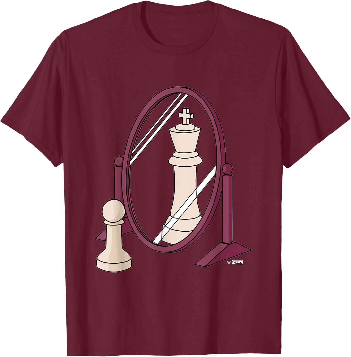 Funny Pawn King Reflection, Pawn King Chess Piece Reflection T-Shirt - T-Shirt | Maroon