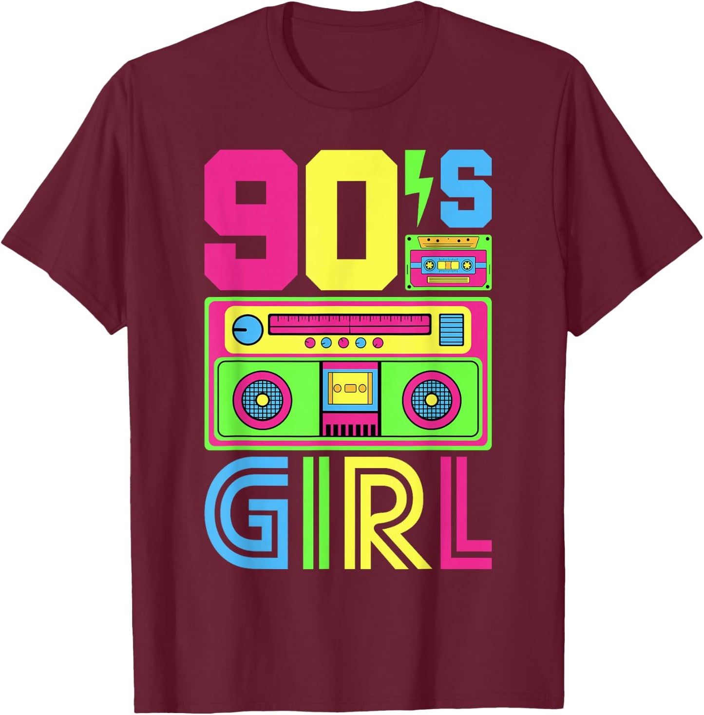 90s Girl 90s Outfit 90s Costume 90s Party 90s , black T-Shirt - T-Shirt | Maroon