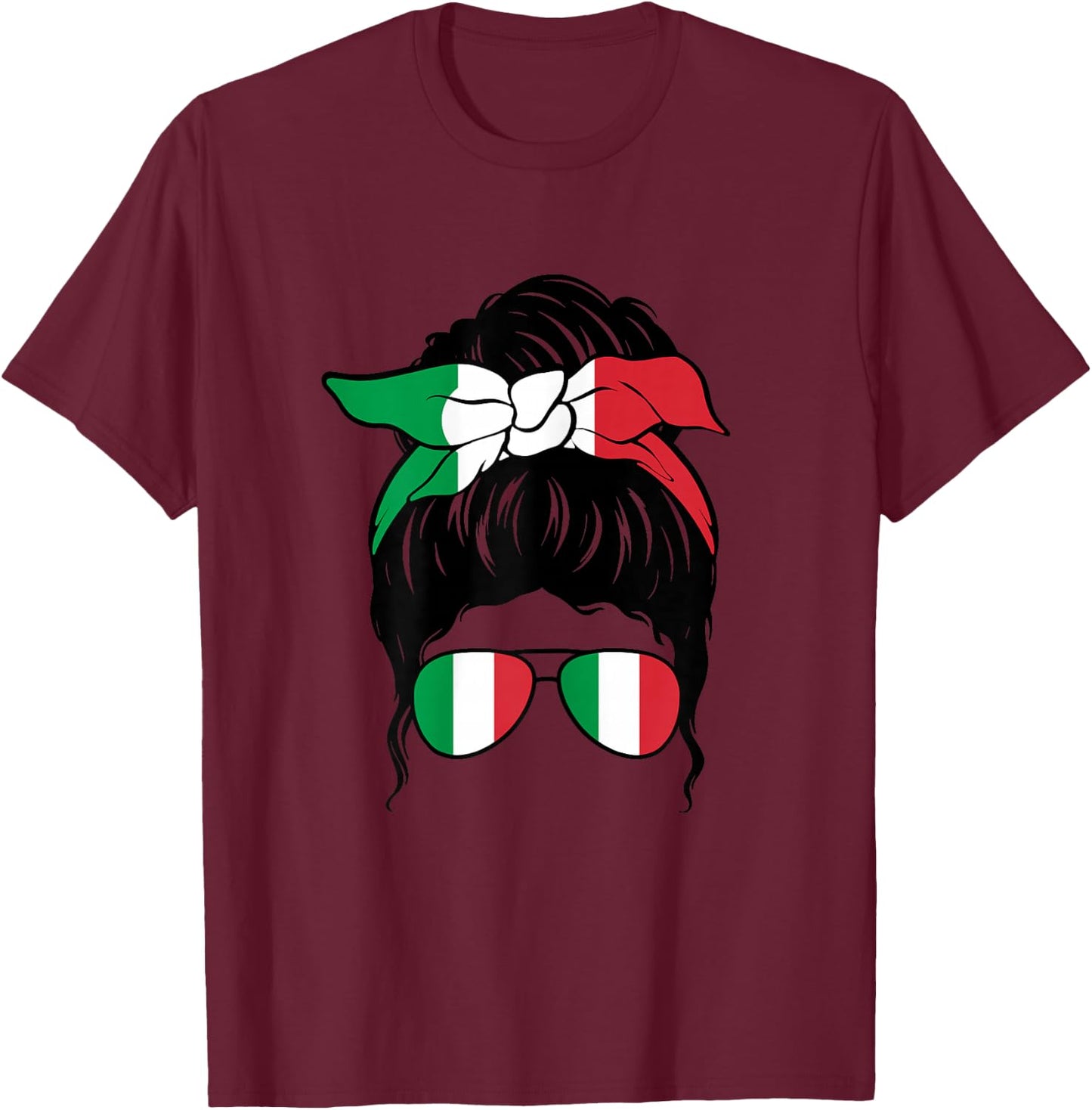 Italian Italian Flag Italian Girl Ragazza Italiana , Black, S T-Shirt - T-Shirt | Maroon