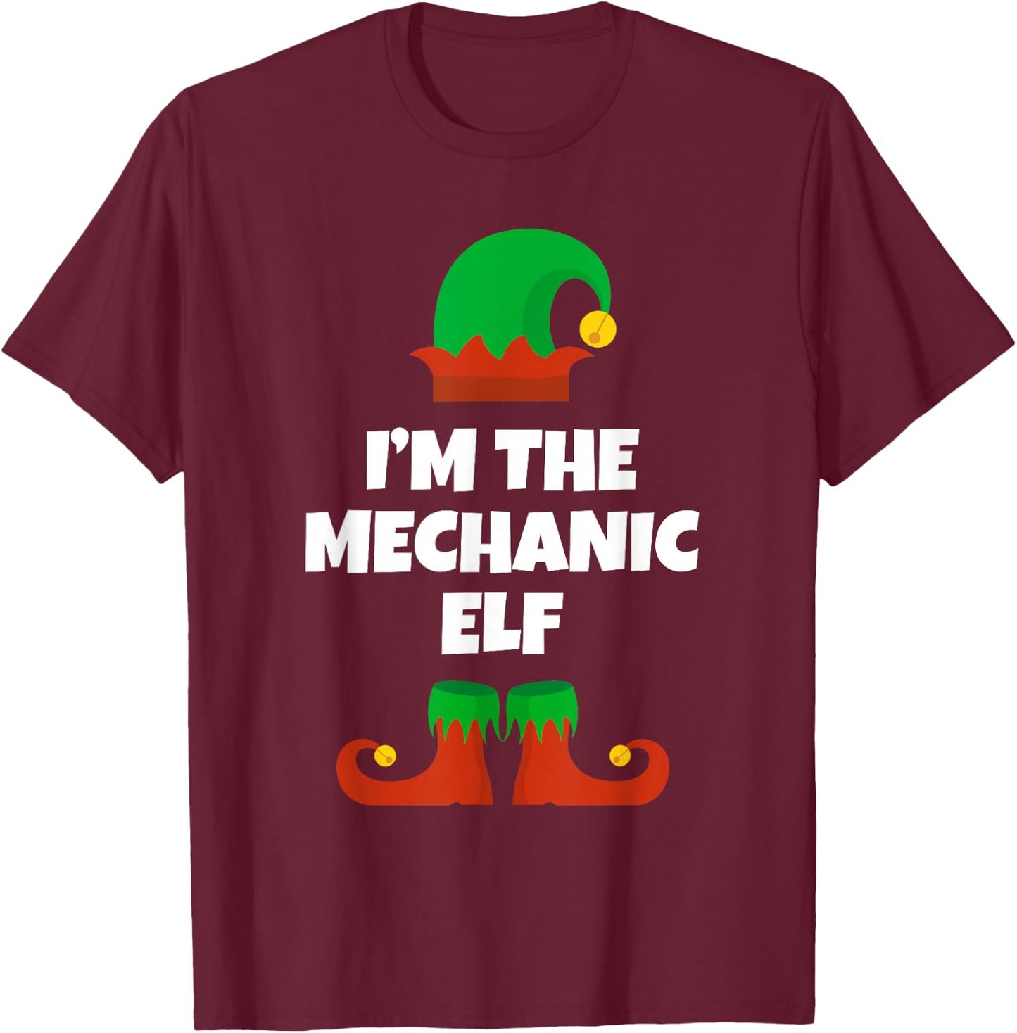 I'm The Mechanic Elf Family Pajama Christmas Funny T-Shirt - T-Shirt | Maroon