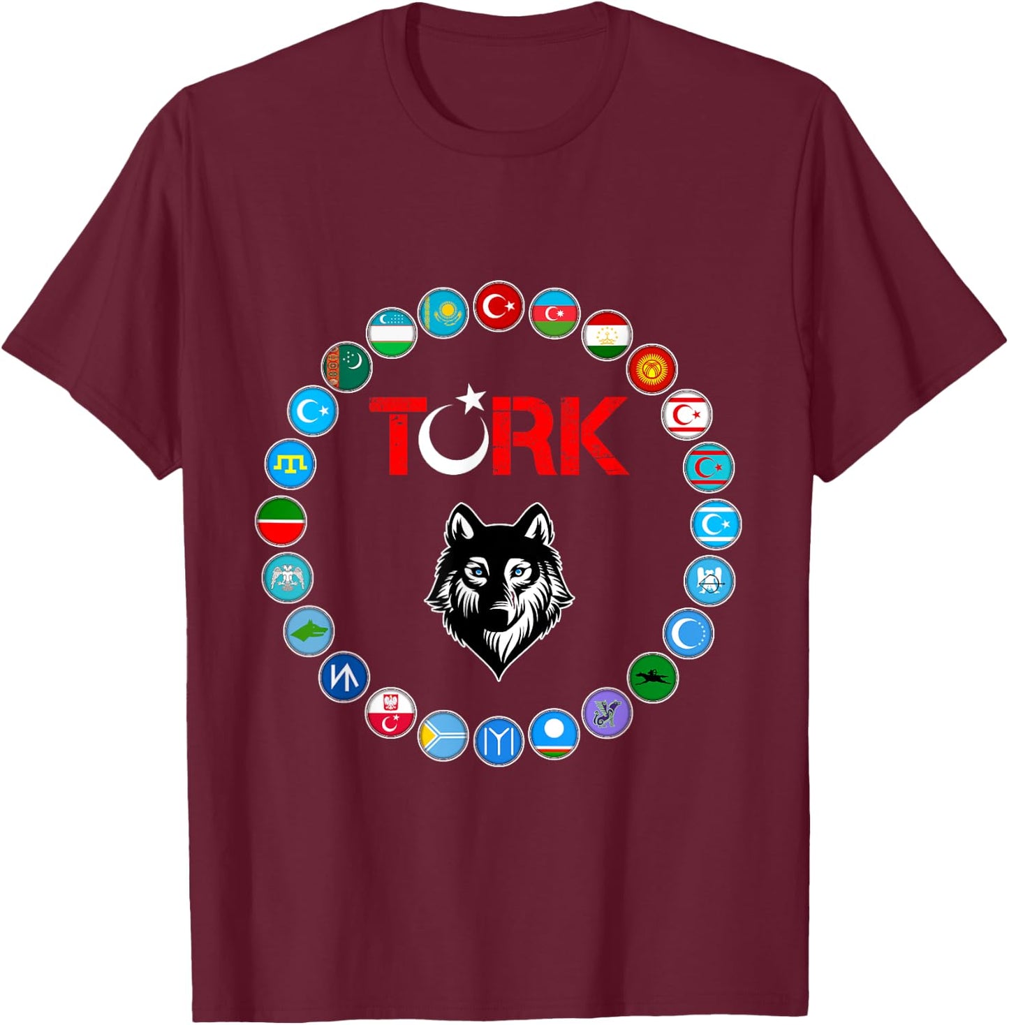 Kazakhstan,Gokturk,Turan,Turkey Flag,Turk Bayragi,Turkiye. T-Shirt - T-Shirt | Maroon