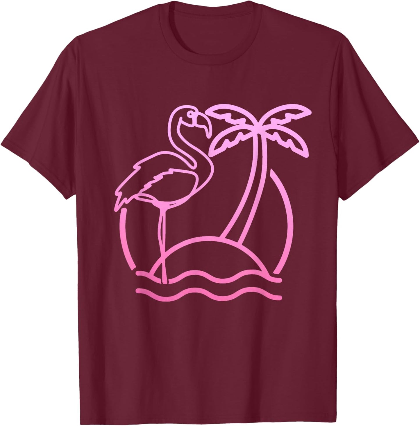 Flamingo Retro 80s Beach Vintage Party Miami Flamingo Lover T-Shirt - T-Shirt | Maroon