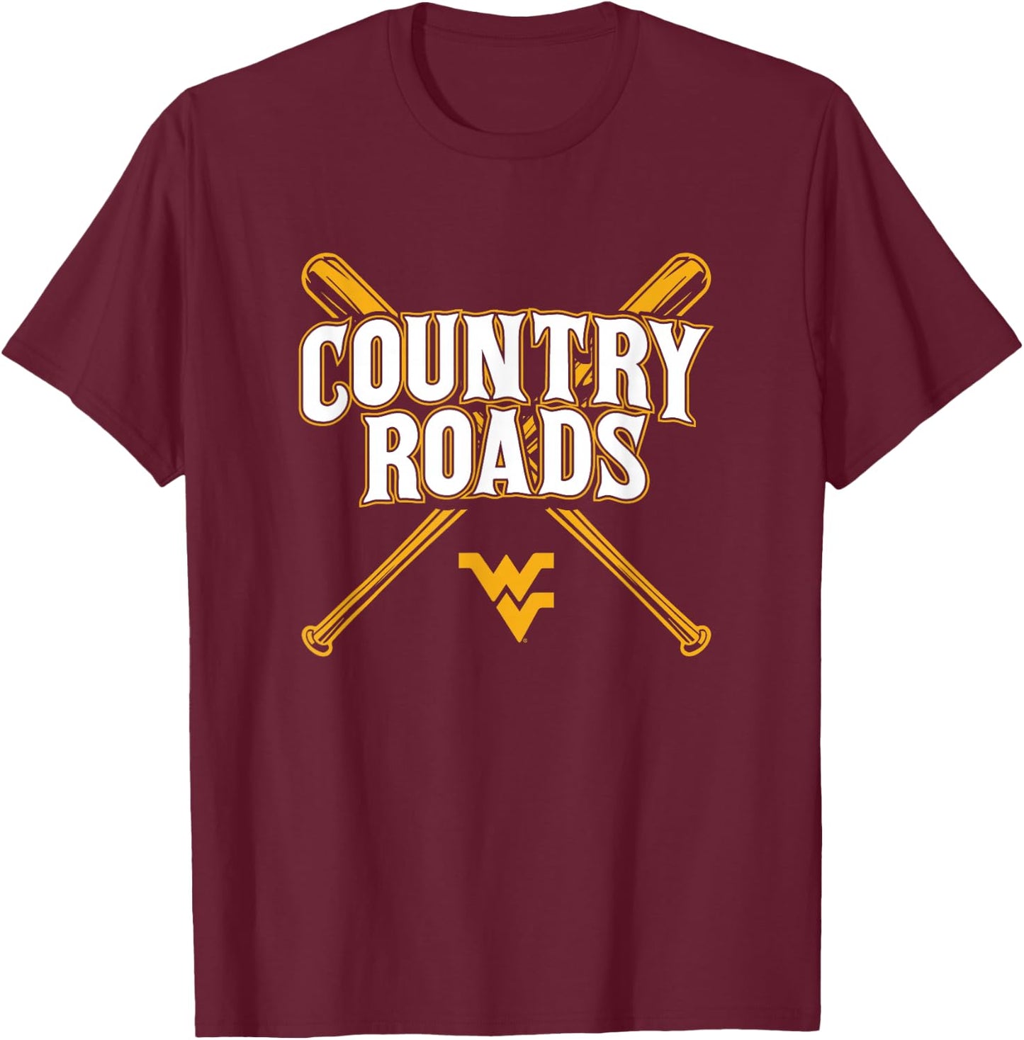 Country Roads - West Virginia Mountaineers Baseball T-Shirt - T-Shirt | Maroon