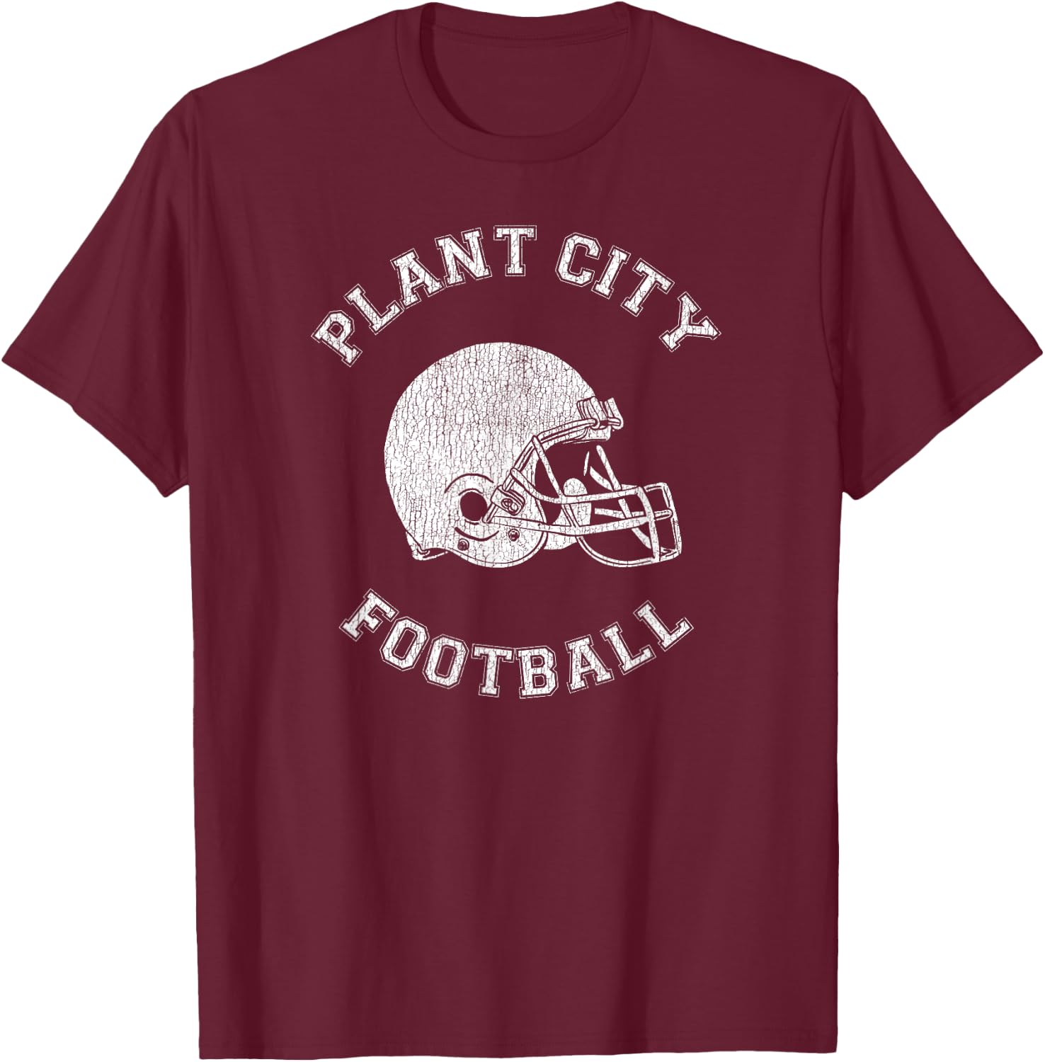 Plant City Football Distressed 1980's Retro P.E.Dept Style T-Shirt - T-Shirt | Maroon