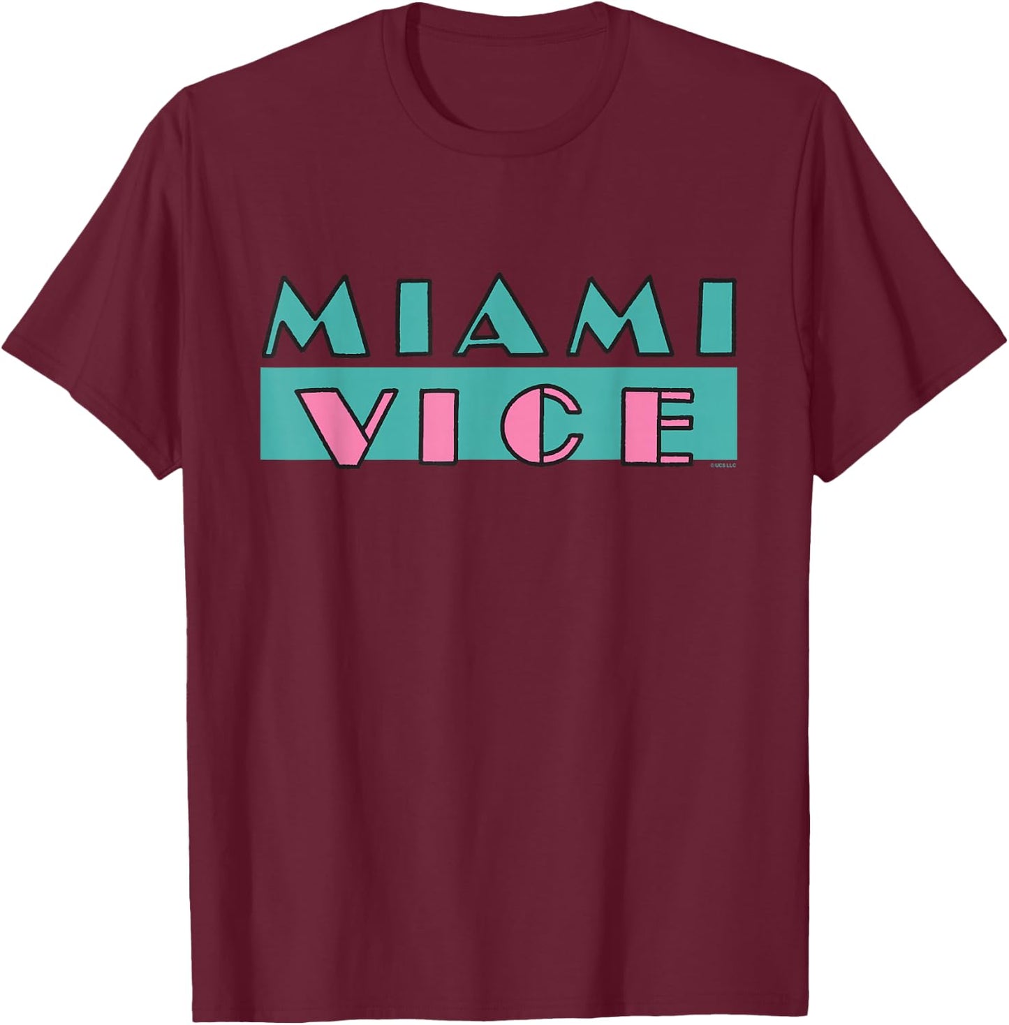 Miami Vice Neon Block Logo T-Shirt - T-Shirt | Maroon