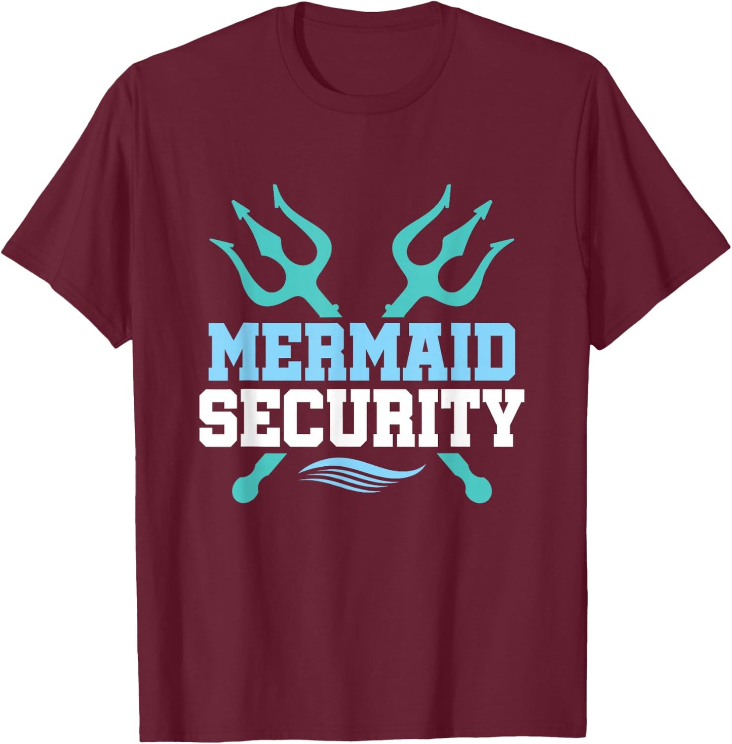 Mermaid Security Merman Boys Swimming Merdad Swimmer T-Shirt - T-Shirt | Maroon