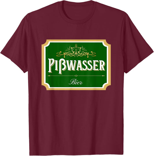 Pisswasser Beer I -Wasser Export Pils Lager Fake Brewery , black T-Shirt - T-Shirt | Maroon
