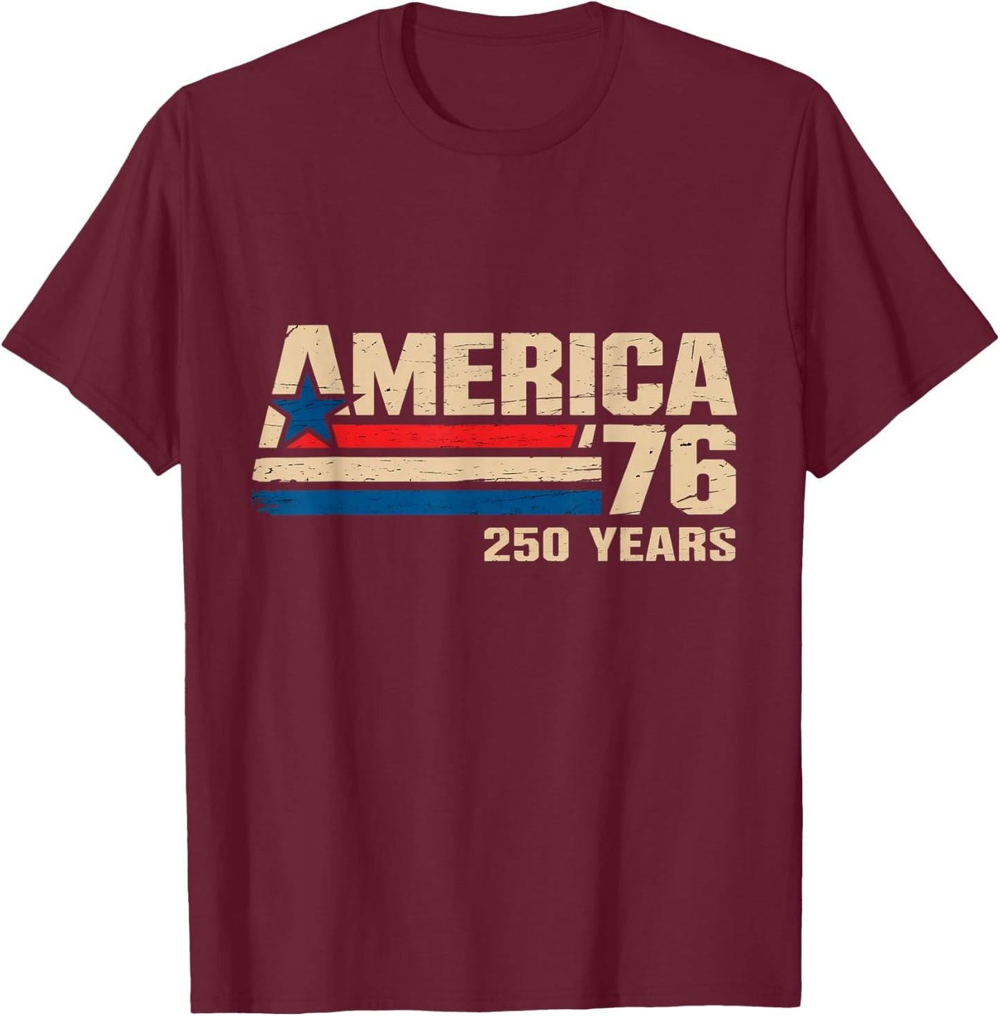 Patriotic - USA - United States of America Flag - 250 Years T-Shirt - T-Shirt | Maroon