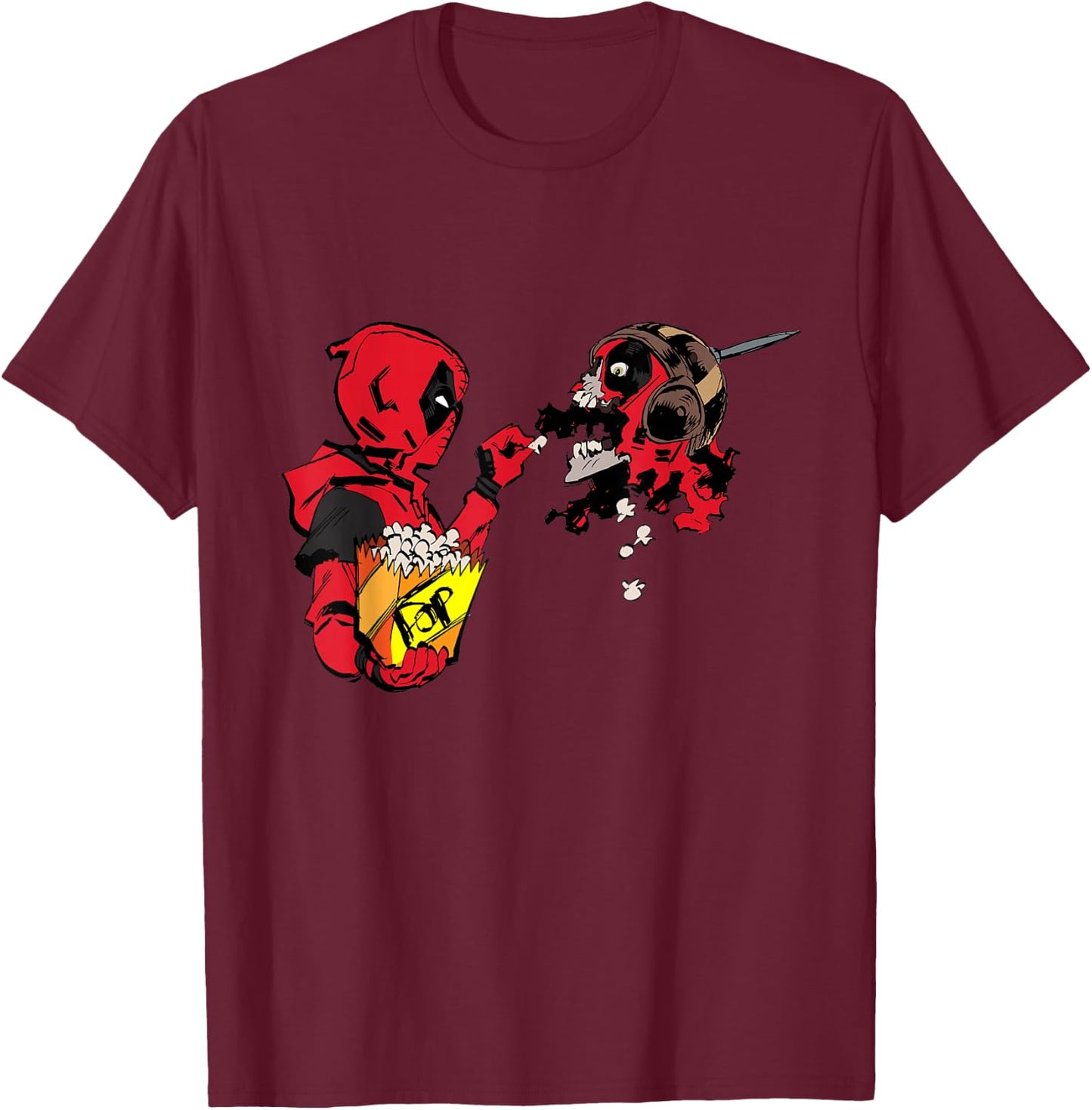 Marvel Studios Deadpool & Wolverine Kidpool Headpool Popcorn T-Shirt - T-Shirt | Maroon