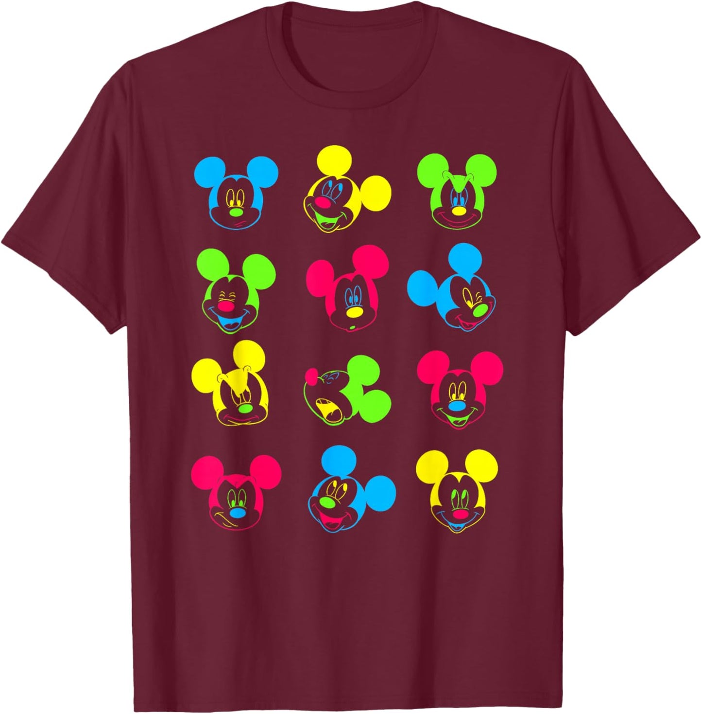 Disney - Neon Mickey Mouse T-Shirt - T-Shirt | Maroon