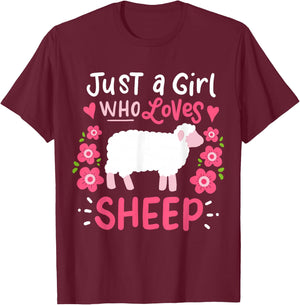 Sheep Just A Girl Who Loves Sheep T-Shirt - T-Shirt | Maroon