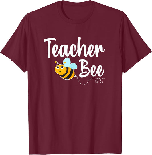 Teacher Bee Bumblebee Funny Back To School T-Shirt - T-Shirt | Maroon