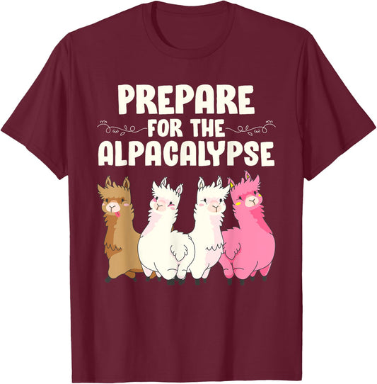 Alpacas PREPARE FOR THE ALPACALYPSE Alpaca T-Shirt - T-Shirt | Maroon