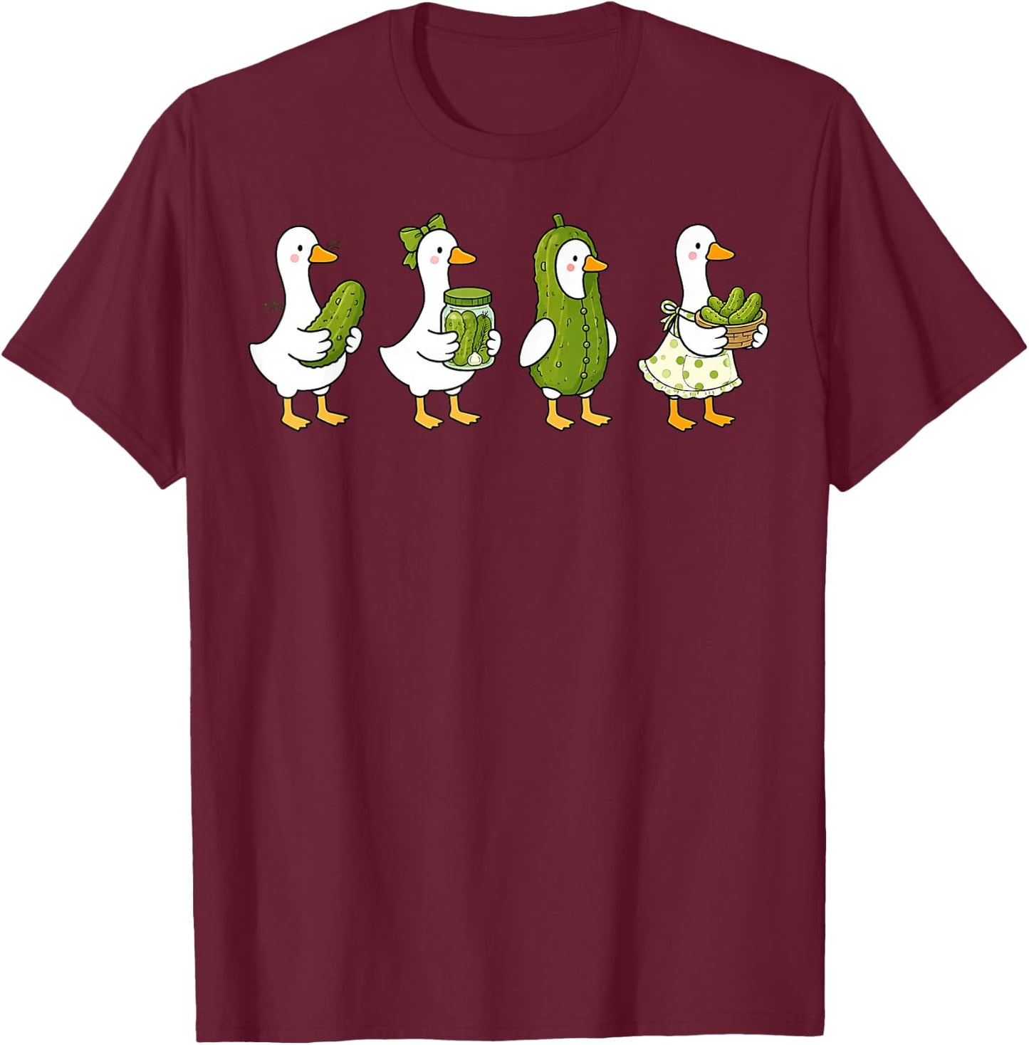 Funny Pickle Lover Silly Goose Cucumber Boys Girls Kids T-Shirt - T-Shirt | Maroon