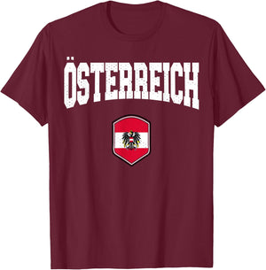 Austria Flag Shirt Proud Austrian Men Women Osterreich Red T-Shirt - T-Shirt | Maroon