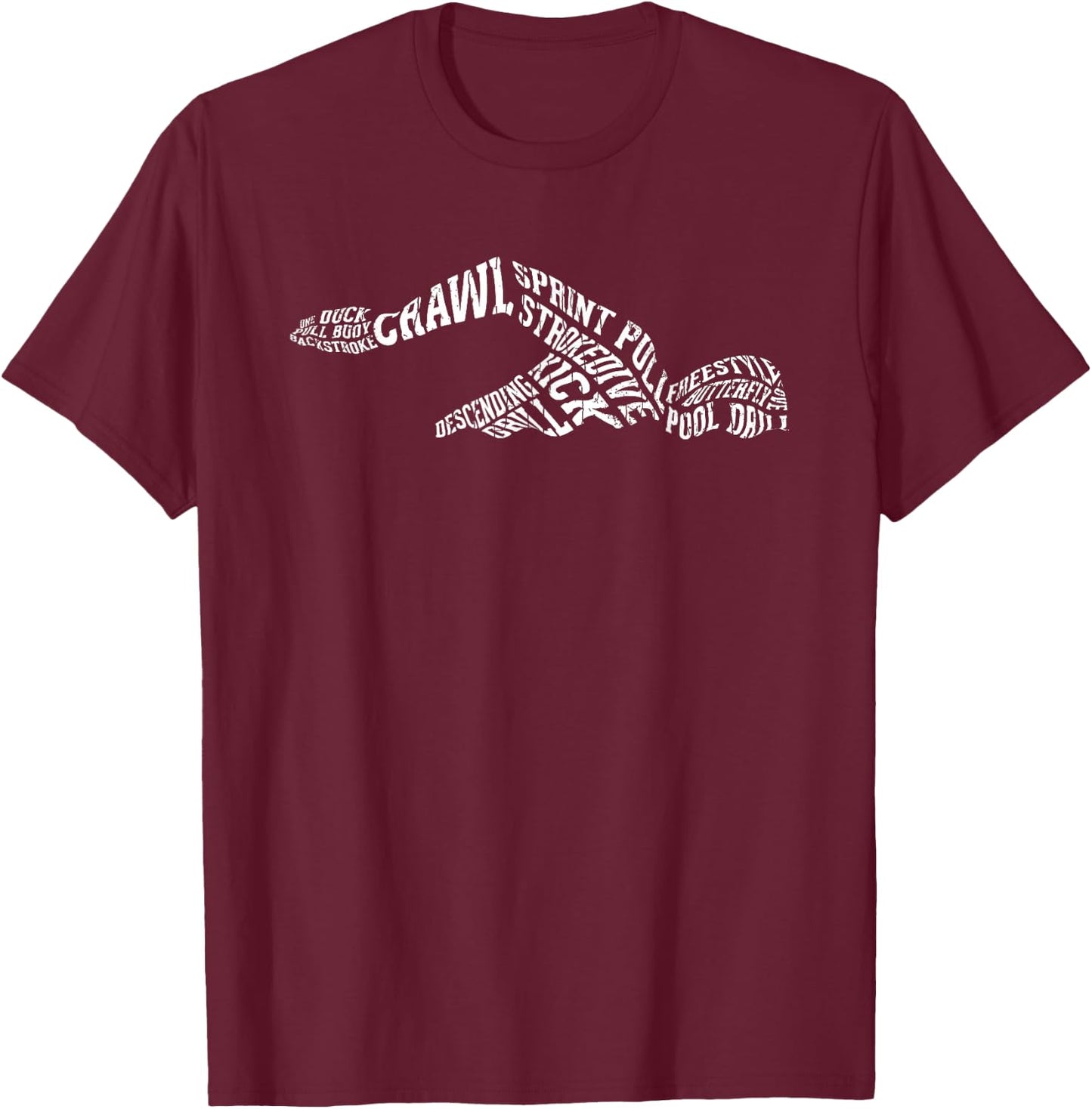 Swimmer Typography Funny Swim Swimming Coach Player Graphic T-Shirt - T-Shirt | Maroon