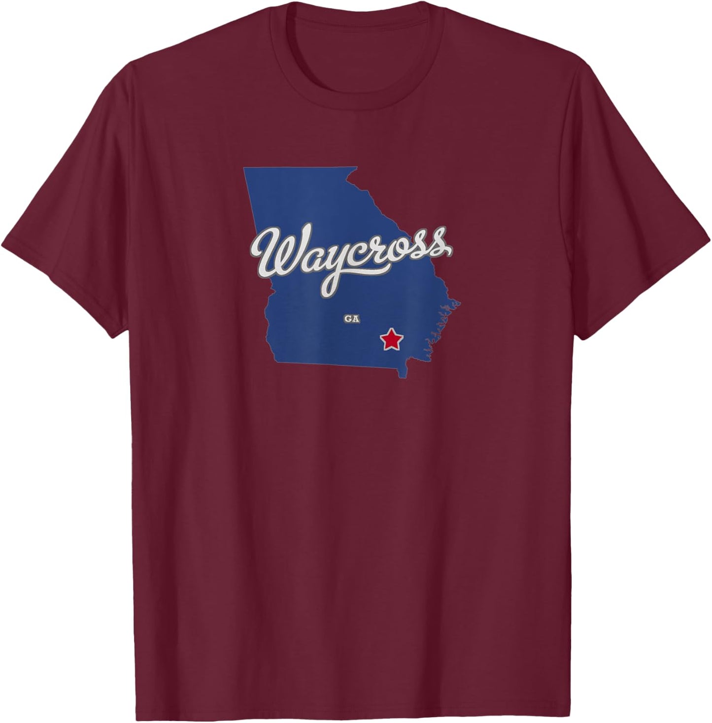 Waycross Georgia GA Map T-Shirt - T-Shirt | Maroon