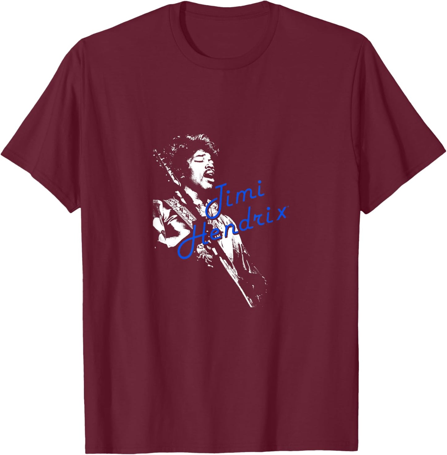 Jimi Hendrix Weiße Silhouette T-Shirt - T-Shirt | Maroon