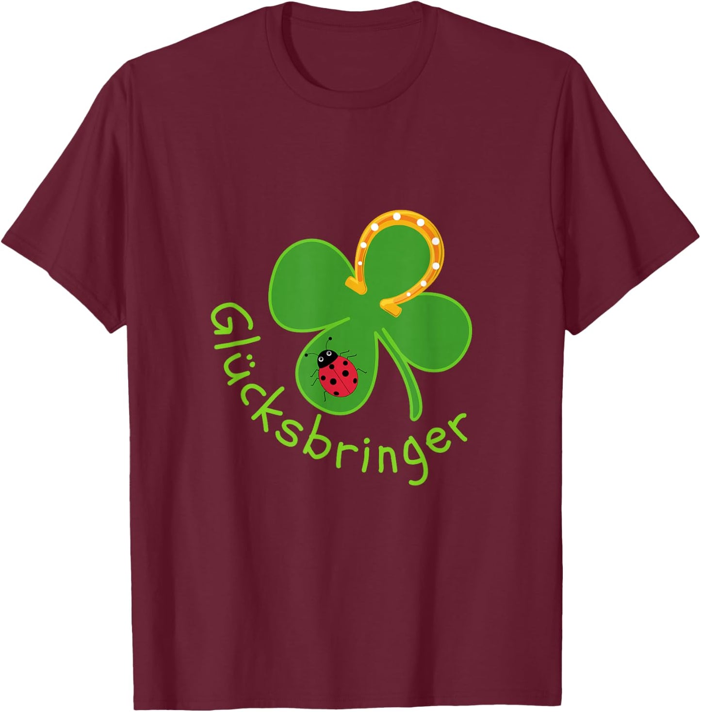 Lucky Charm Ladybird Clover Leaf for Friends Good Luck , black T-Shirt - T-Shirt | Maroon
