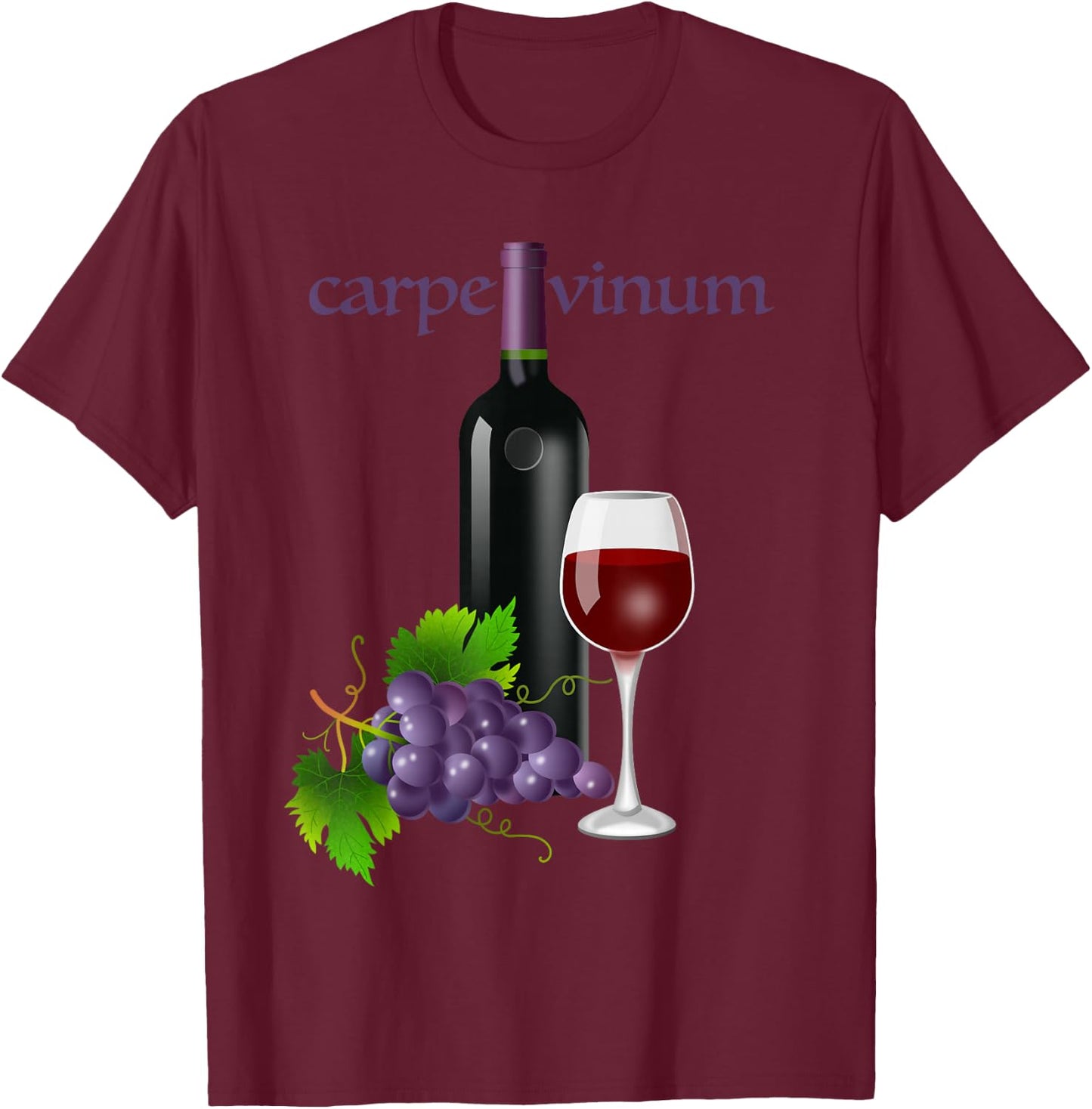 Latin Phrase - Carpe Vinum (Seize the Wine) T-Shirt - T-Shirt | Maroon