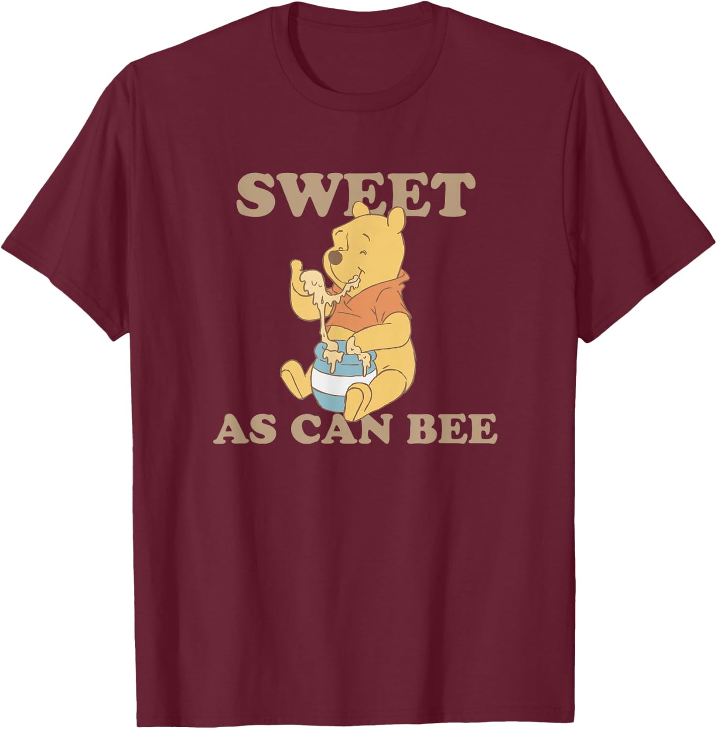 Disney Winnie The Pooh Sweet As Can Bee Eating Honey Vintage T-Shirt - T-Shirt | Maroon