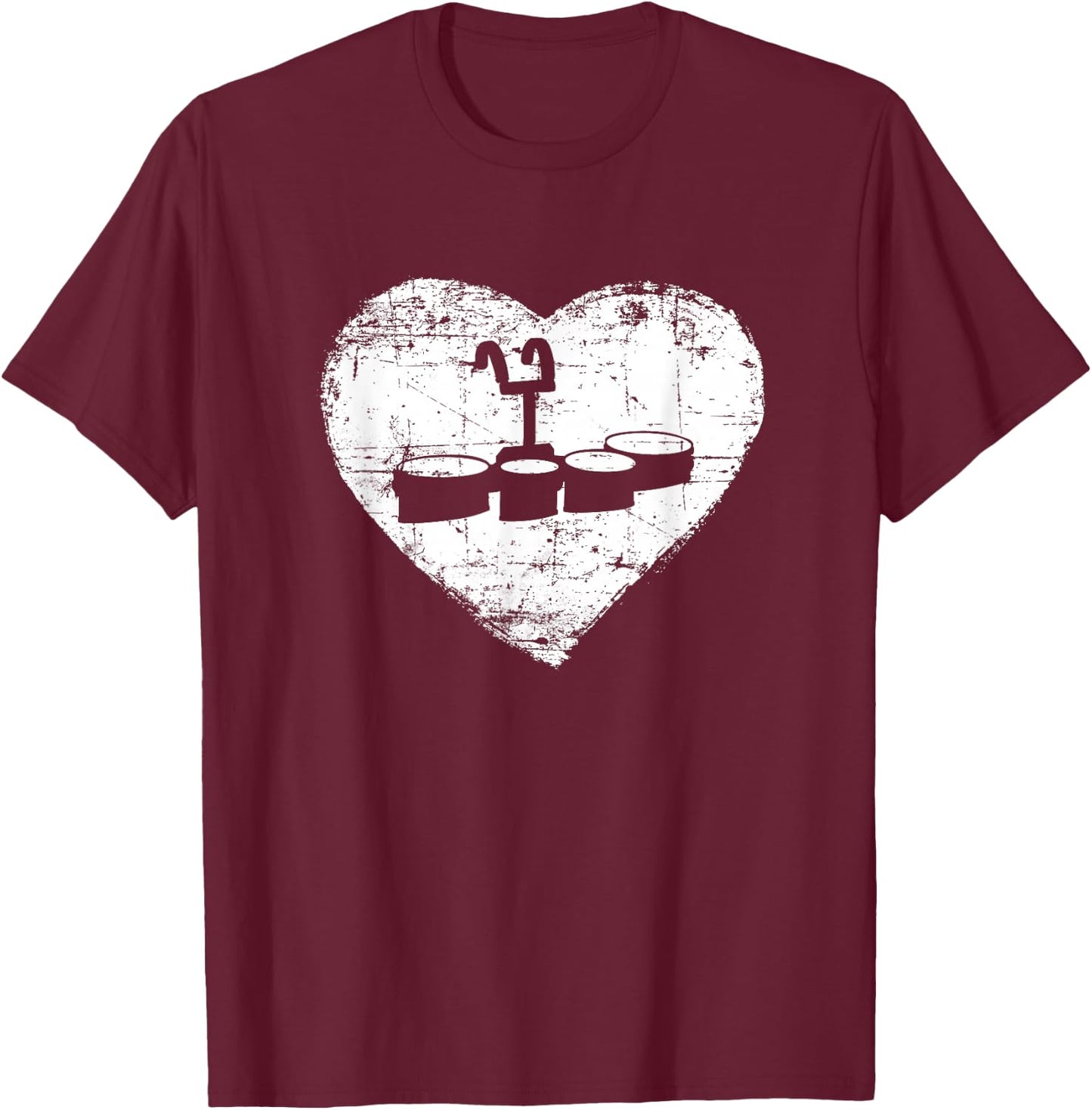 Marching Band Shirt | Love tenor drum quintet Heart T-Shirt - T-Shirt | Maroon