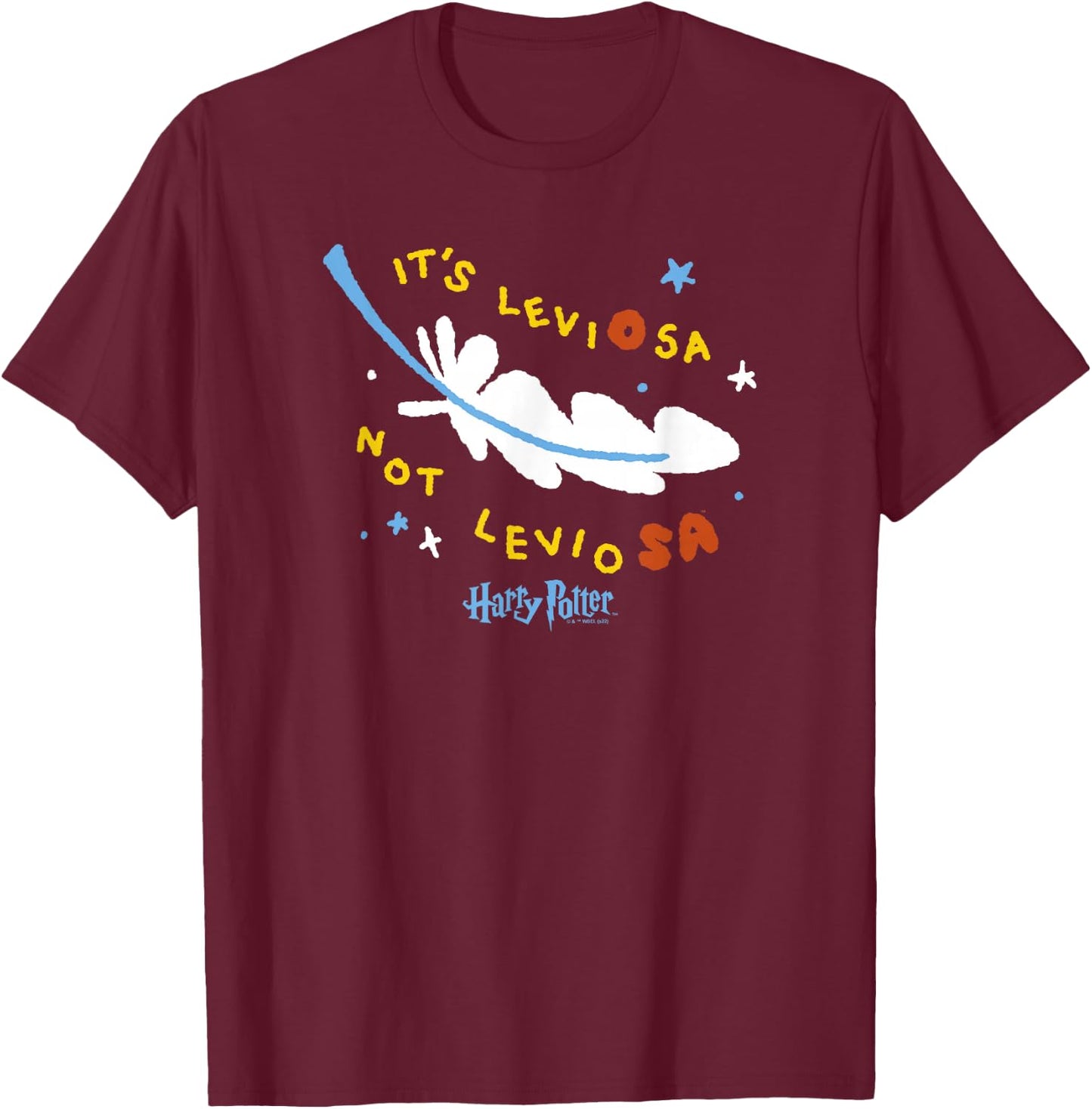 Harry Potter: Deathly Hallows 2 Leviosa Feather Doodle T-Shirt - T-Shirt | Maroon