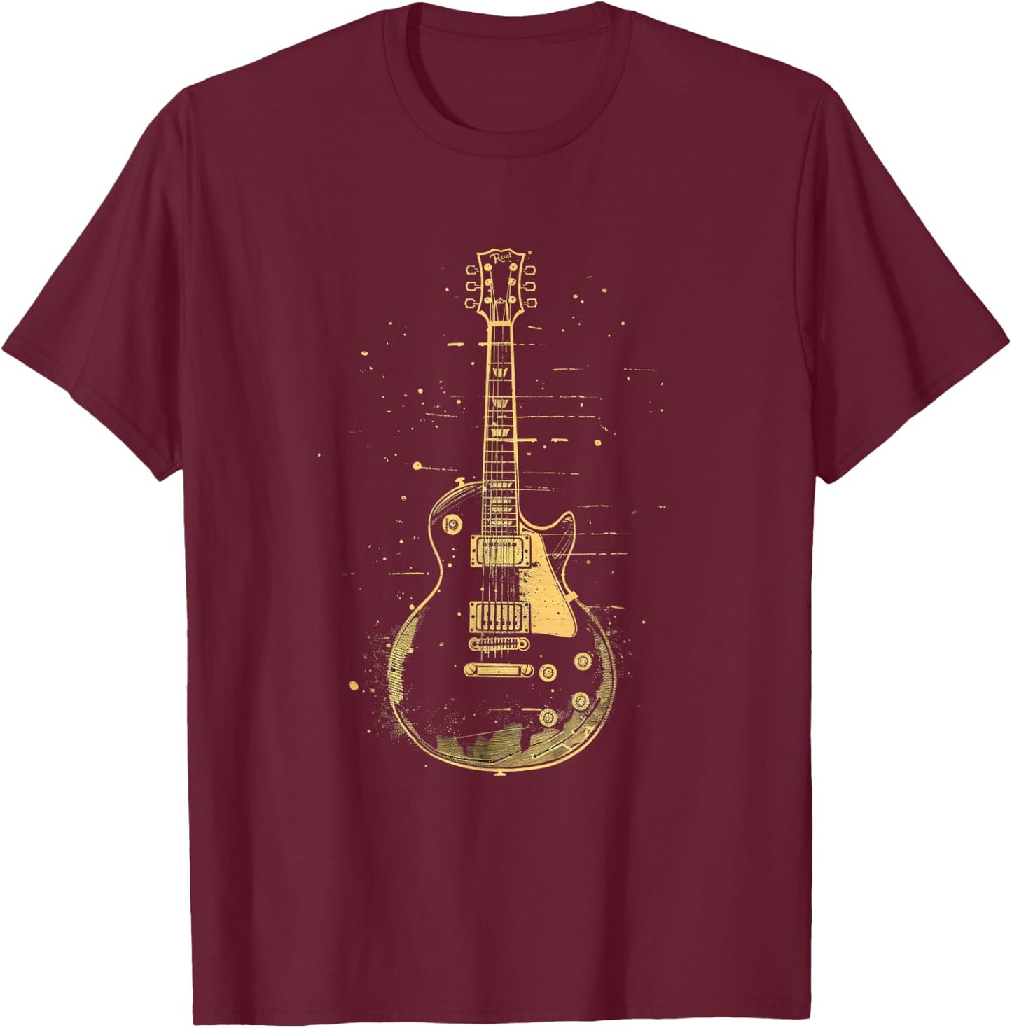 Classic Electric Guitar Vintage , Black, S T-Shirt - T-Shirt | Maroon