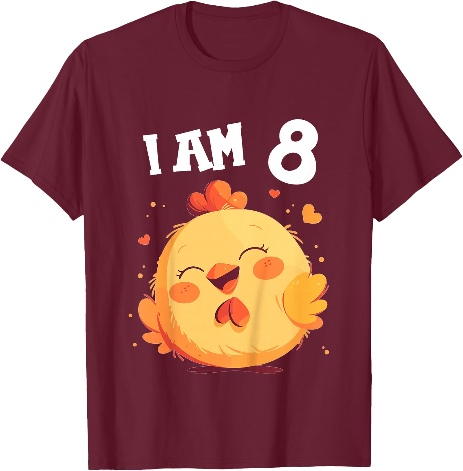 8 Years old 8 birthday Chickens Boy Girl Chicken T-Shirt - T-Shirt | Maroon