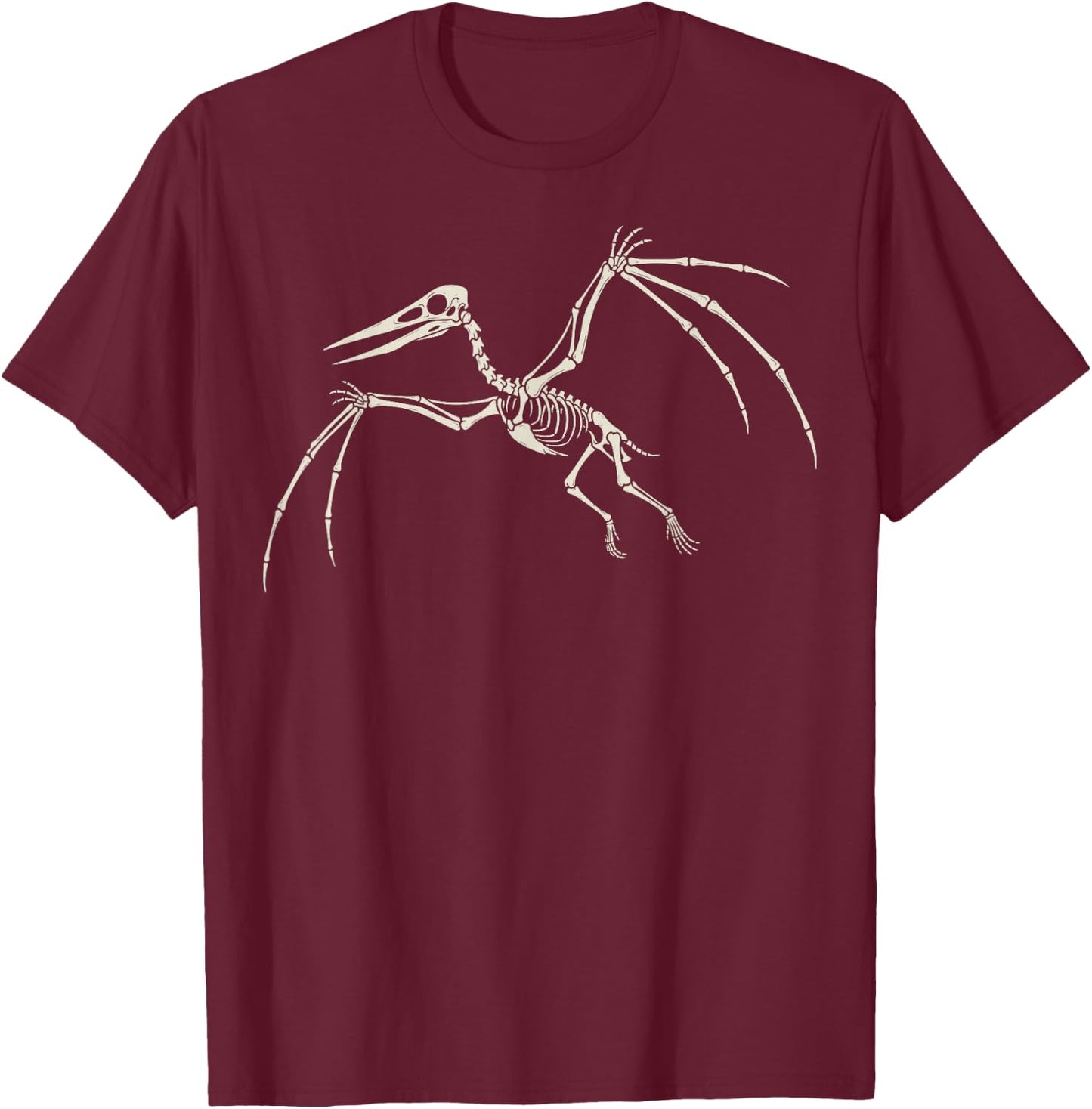 Pteranodon Skeleton Pterodactyl Dinosaur Bones T-Shirt - T-Shirt | Maroon