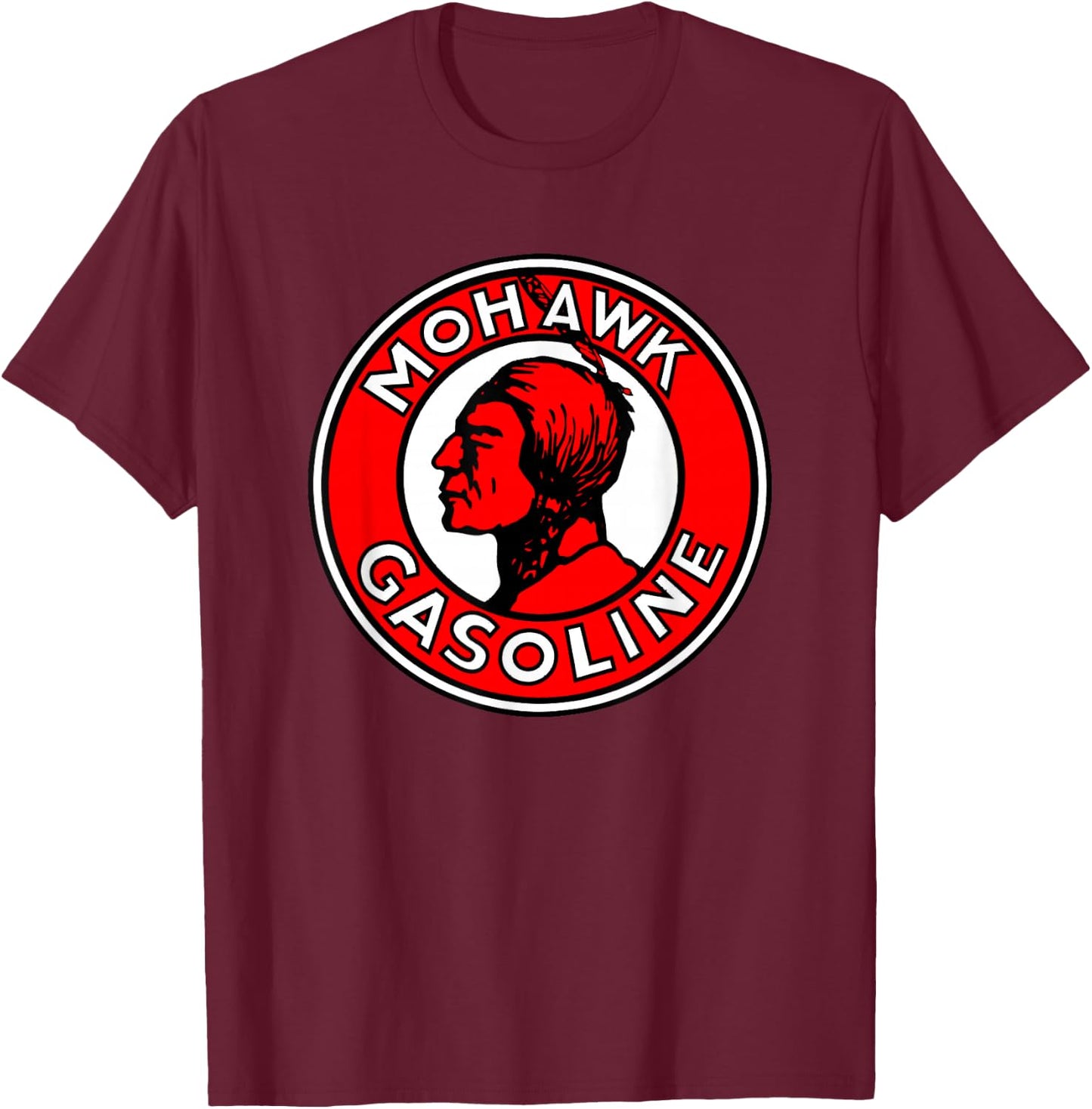 Retro Vintage Gas Station Mohawk Motor Oil Car Bikes Garage T-Shirt - T-Shirt | Maroon