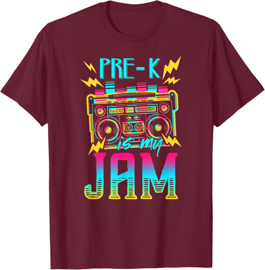 Pre-K Is My Jam-vintage 80s Teacher Student Preschool Women Girls Kids T-Shirt - T-Shirt | Maroon