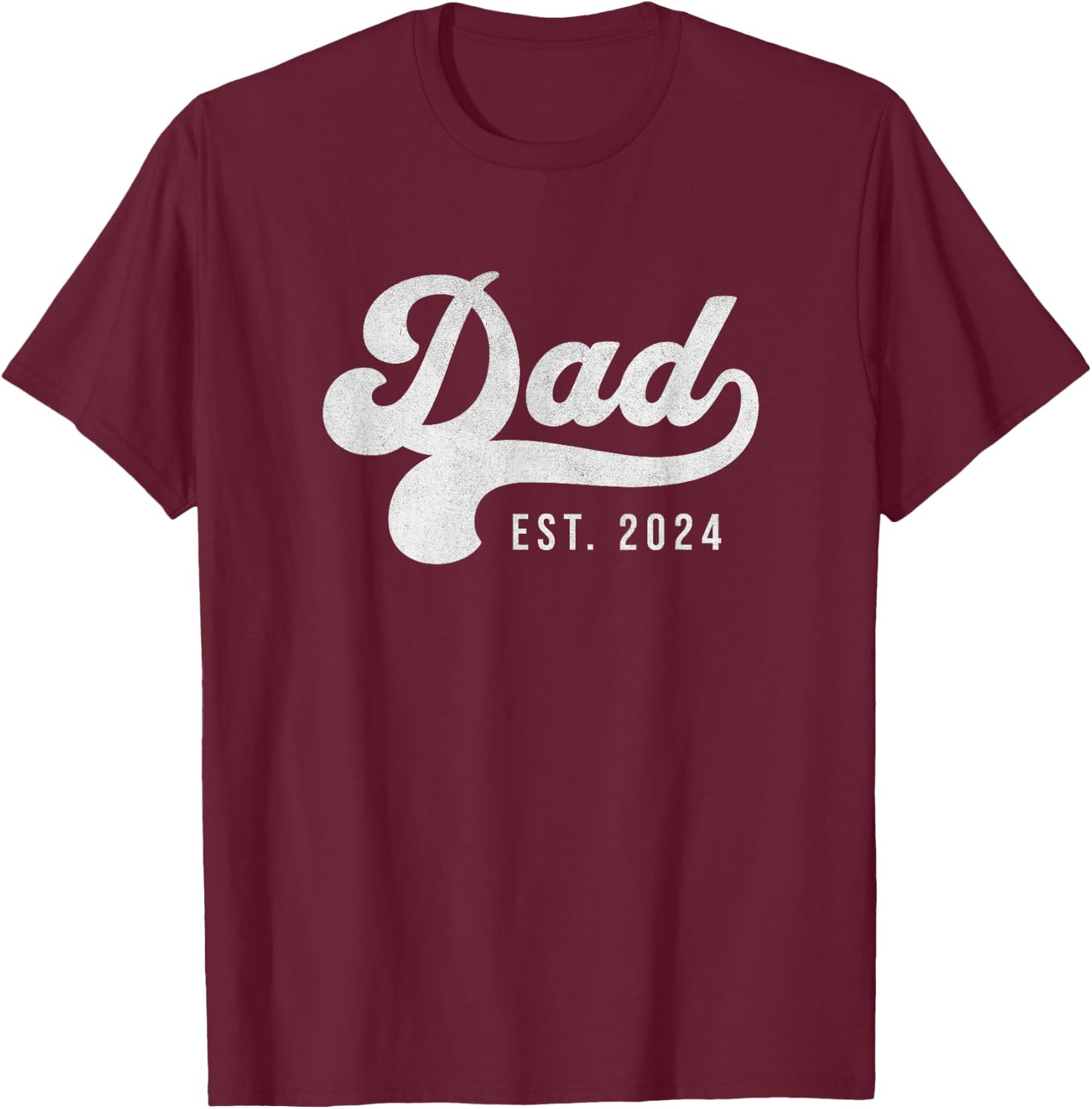 Dad Est 2024 New Dad Promoted To Dad Father's Day T-Shirt - T-Shirt | Maroon