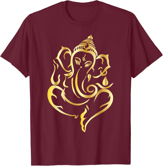 Elegant Lord Ganesha Hindu Indian God Spiritual Elephant T-Shirt - T-Shirt | Maroon